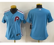 Women's Philadelphia Phillies Blank Blue Stitched Baseball Jersey
