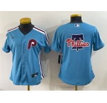 Women's Philadelphia Phillies Team Big Logo Blue Stitched Baseball Jersey