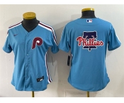 Women's Philadelphia Phillies Team Big Logo Blue Stitched Baseball Jersey