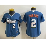 Youth Milwaukee Brewers #2 Brice Turang Mineral Blue 2026 City Connect Stadium Stitched Baseball Jersey