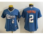 Youth Milwaukee Brewers #2 Brice Turang Mineral Blue 2026 City Connect Stadium Stitched Baseball Jersey