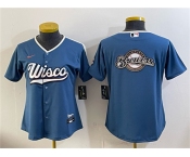 Youth Milwaukee Brewers Team Big Logo Mineral Blue 2026 City Connect Stadium Stitched Jersey