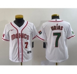 Youth Mexico Baseball #7 Julio Urias Number 2023 Red World Baseball Classic Stitched Jersey 5