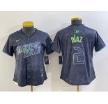 Women's Tampa Bay Rays #2 Yandy Diaz Charcoal 2024 City Connect Limited Cool Base Jersey