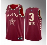 Men 2024 All Star #3 Anthony Davis Crimson Stitched Basketball Jersey