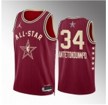 Men 2024 All Star #34 Giannis Antetokounmpo Crimson Stitched Basketball Jersey