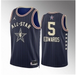 Men 2024 All Star #5 Anthony Edwards Navy Stitched Basketball Jersey