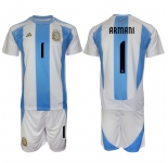 Men's Argentina #1 Armani White Blue 2024-25 Home Soccer Jersey Suit