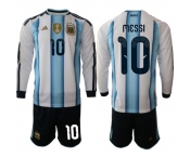 Men's Argentina #10 Lionel Messi Long Sleeve National Team FIFA x World Cup 2026 Home White On Field Jersey