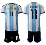 Men's Argentina #11 ángel Fabián Di María White Blue 2025-26 Home Soccer Jersey Suit