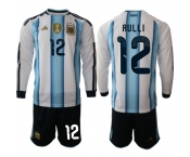 Men's Argentina #12 RULLI Long Sleeve National Team FIFA x World Cup 2026 Home White On Field Jersey