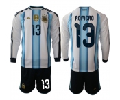 Men's Argentina #13 ROMERO Long Sleeve National Team FIFA x World Cup 2026 Home White On Field Jersey