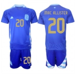 Men's Argentina #20 Alexis Mac Allister Blue 2024-25 Away SoccerJersey Suit