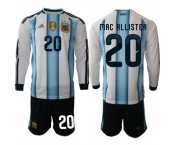 Men's Argentina #20 MAC ALLISTER Long Sleeve National Team FIFA x World Cup 2026 Home White On Field Jersey