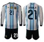 Men's Argentina #21 DYBALA Long Sleeve National Team FIFA x World Cup 2026 Home White On Field Jersey