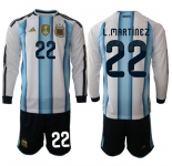 Men's Argentina #22 L.MARTINEZ Long Sleeve National Team FIFA x World Cup 2026 Home White On Field Jersey