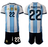 Men's Argentina #22 L.MARTINEZ National Team FIFA x World Cup 2026 Home White On Field Jersey