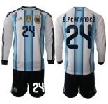 Men's Argentina #24 E.FEANANDEZ Long Sleeve National Team FIFA x World Cup 2026 Home White On Field Jersey
