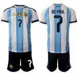 Men's Argentina #7 DE PAUL National Team FIFA x World Cup 2026 Home White On Field Jersey