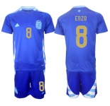 Men's Argentina #8 Enzo Blue 2024-25 Away SoccerJersey Suit