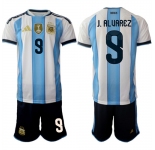 Men's Argentina #9 J.ALUAREZ National Team FIFA x World Cup 2026 Home White On Field Jersey
