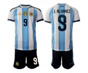 Men's Argentina #9 J.ALUAREZ National Team FIFA x World Cup 2026 Home White On Field Jersey