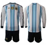 Men's Argentina Blank Long Sleeve National Team FIFA x World Cup 2026 Home White On Field Jersey
