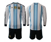 Men's Argentina Blank Long Sleeve National Team FIFA x World Cup 2026 Home White On Field Jersey