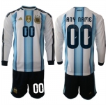 Men's Argentina Custom Any Name And Number Long Sleeve National Team FIFA x World Cup 2026 Home White On Field Jersey