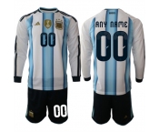 Men's Argentina Custom Any Name And Number Long Sleeve National Team FIFA x World Cup 2026 Home White On Field Jersey