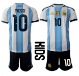 Youth Argentina #10 Lionel Messi National Team FIFA x World Cup 2026 Home White On Field Kids Jersey