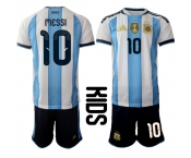 Youth Argentina #10 Lionel Messi National Team FIFA x World Cup 2026 Home White On Field Kids Jersey