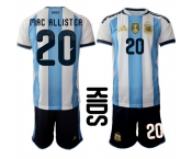 Youth Argentina #20 MAC ALLISTER National Team FIFA x World Cup 2026 Home White On Field Kids Jersey