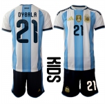 Youth Argentina #21 DYBALA National Team FIFA x World Cup 2026 Home White On Field Kids Jersey