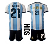 Youth Argentina #21 DYBALA National Team FIFA x World Cup 2026 Home White On Field Kids Jersey