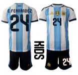 Youth Argentina #24 E.FEANANDEZ National Team FIFA x World Cup 2026 Home White On Field Kids Jersey