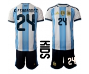 Youth Argentina #24 E.FEANANDEZ National Team FIFA x World Cup 2026 Home White On Field Kids Jersey