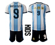 Youth Argentina #9 BATISTUTA National Team FIFA x World Cup 2026 Home White On Field Kids Jersey