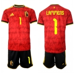 Men's Belgium #1 LAMMENS National Team FIFA x World Cup 2026 Home Red On Field Jersey