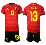 Men's Belgium #13 SELS National Team FIFA x World Cup 2026 Home Red On Field Jersey