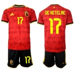 Men's Belgium #17 DE KETELAE National Team FIFA x World Cup 2026 Home Red On Field Jersey