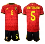Men's Belgium #5 UEATONGHEN National Team FIFA x World Cup 2026 Home Red On Field Jersey