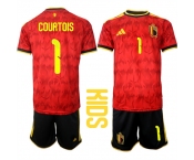 Youth Belgium #1 COURTOIS National Team FIFA x World Cup 2026 Home Red On Field Kids Jersey