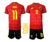 Youth Belgium #11 DOKU National Team FIFA x World Cup 2026 Home Red On Field Kids Jersey