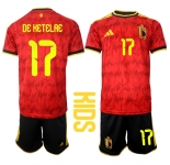 Youth Belgium #17 DE KETELAE National Team FIFA x World Cup 2026 Home Red On Field Kids Jersey