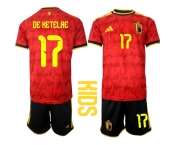 Youth Belgium #17 DE KETELAE National Team FIFA x World Cup 2026 Home Red On Field Kids Jersey