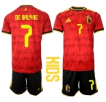 Youth Belgium #7 DE BAUYNE National Team FIFA x World Cup 2026 Home Red On Field Kids Jersey