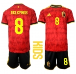 Youth Belgium #8 TIELEMANS National Team FIFA x World Cup 2026 Home Red On Field Kids Jersey