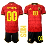 Youth Belgium Custom Any Name And Number National Team FIFA x World Cup 2026 Home Red On Field Kids Jersey