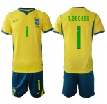 Men's Brazil #1 A.BECKER National Team FIFA x World Cup 2026 Home On Field Jersey